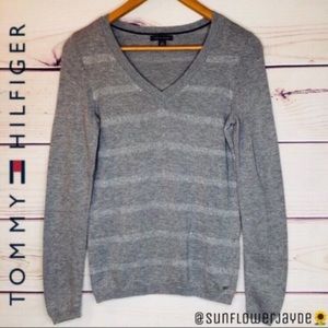 Tommy Hilfiger Striped Pullover V Neck Sweater